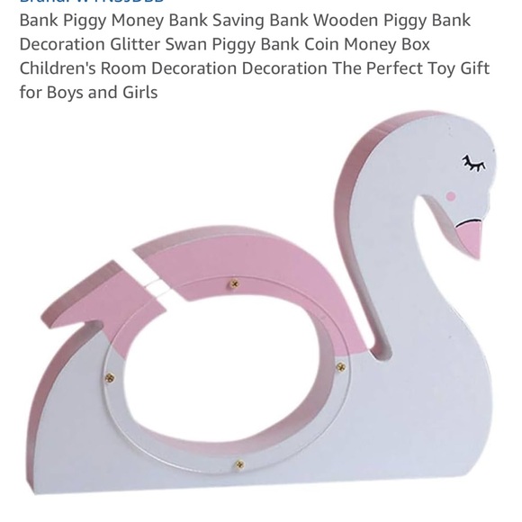 Pink and White Swan Piggy Bank - Picture 1 of 3